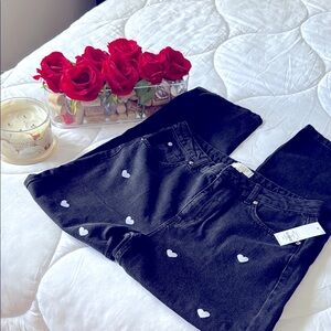 Francesca’s Black Heart Embroidered Women's Jeans